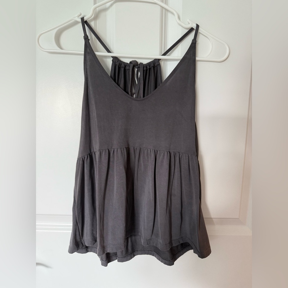 American Eagle Outfitters Gray Backless Tiered Tank Top